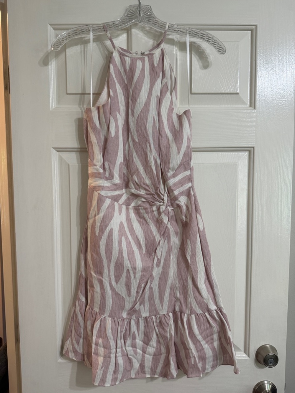 Parker Mauve and White Zebra Print Knot-Hem Sundress